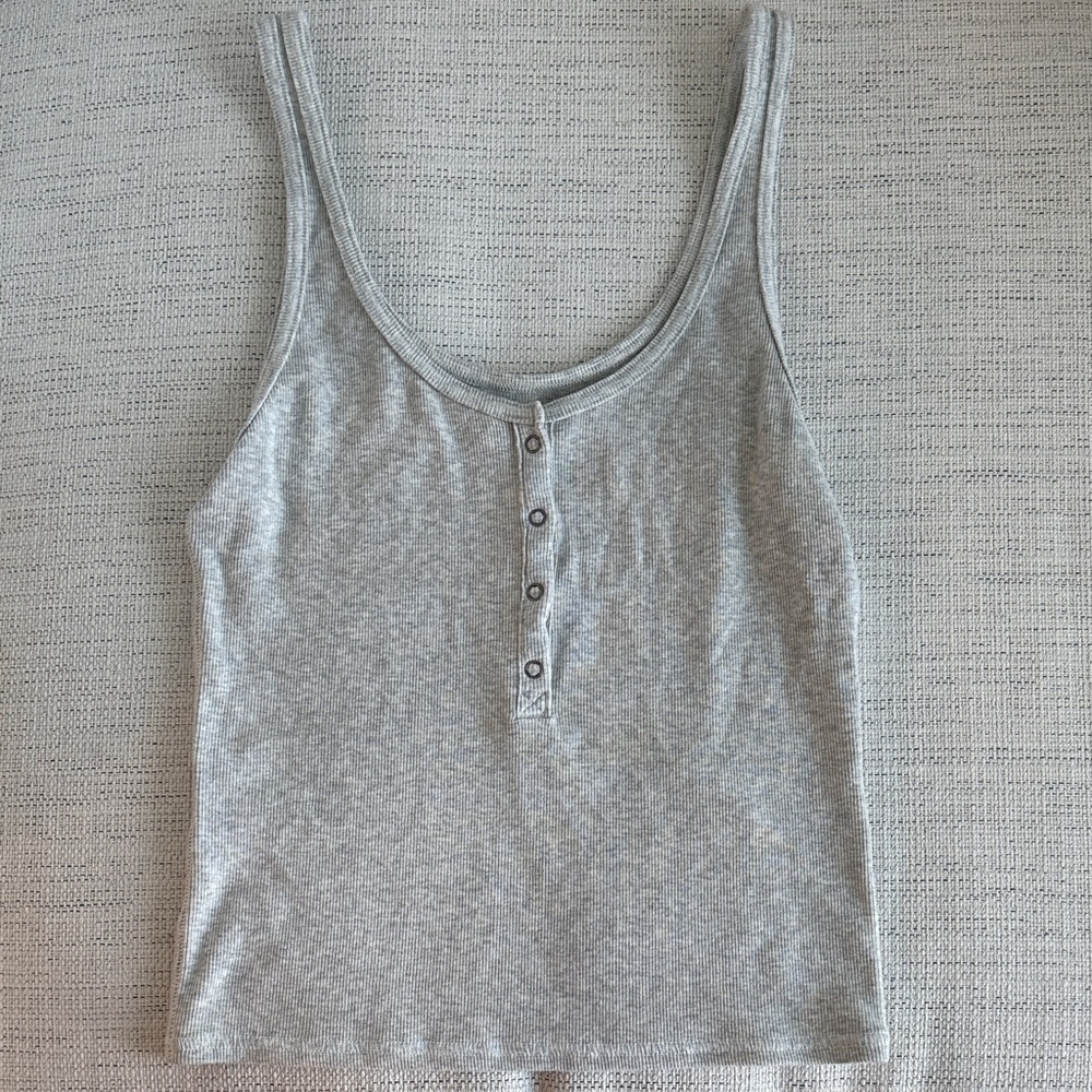 Abercrombie & Fitch Gray Buttoned Tank Top